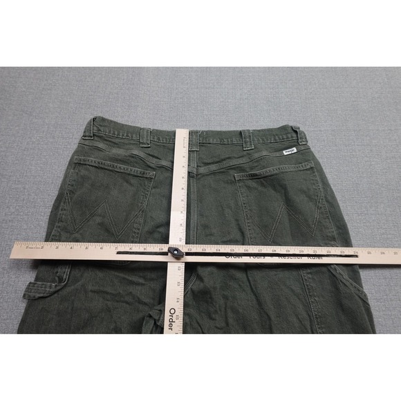 Wrangler Carpenter Jeans Mens 38x32 Green Dark Wash Denim Relaxed Straight Leg - Picture 8 of 12